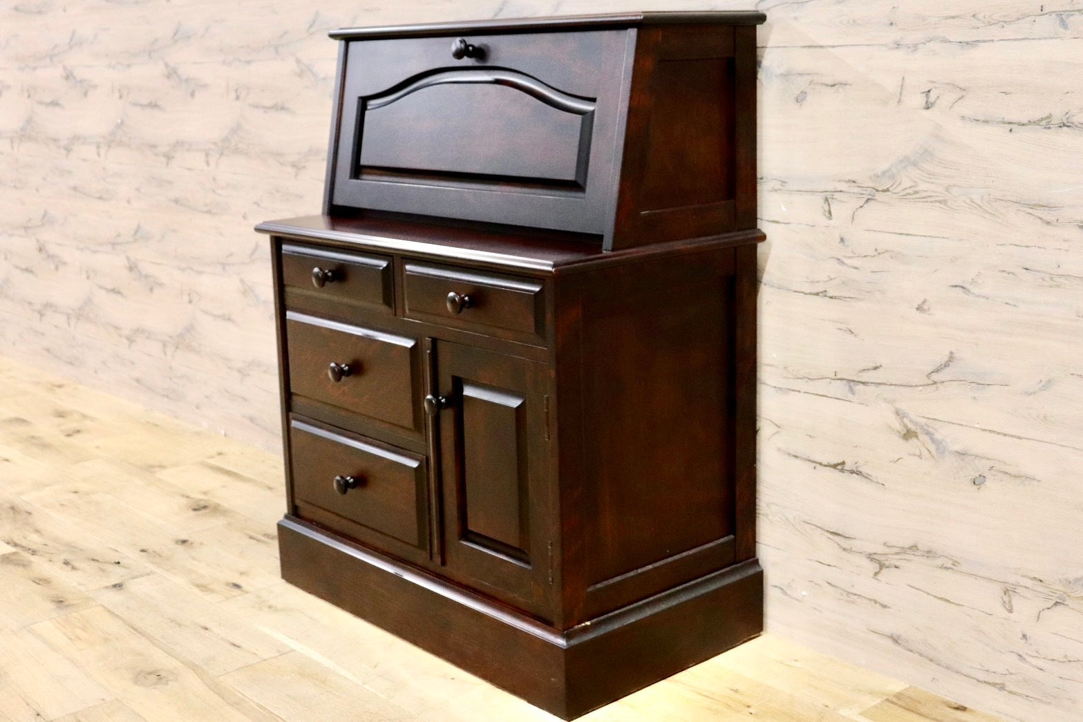 GMHS576B○神居民芸 ライティングビューロー 収納家具 和室 和モダン 旭川家具 和光 樺材 アンティーク 古民家