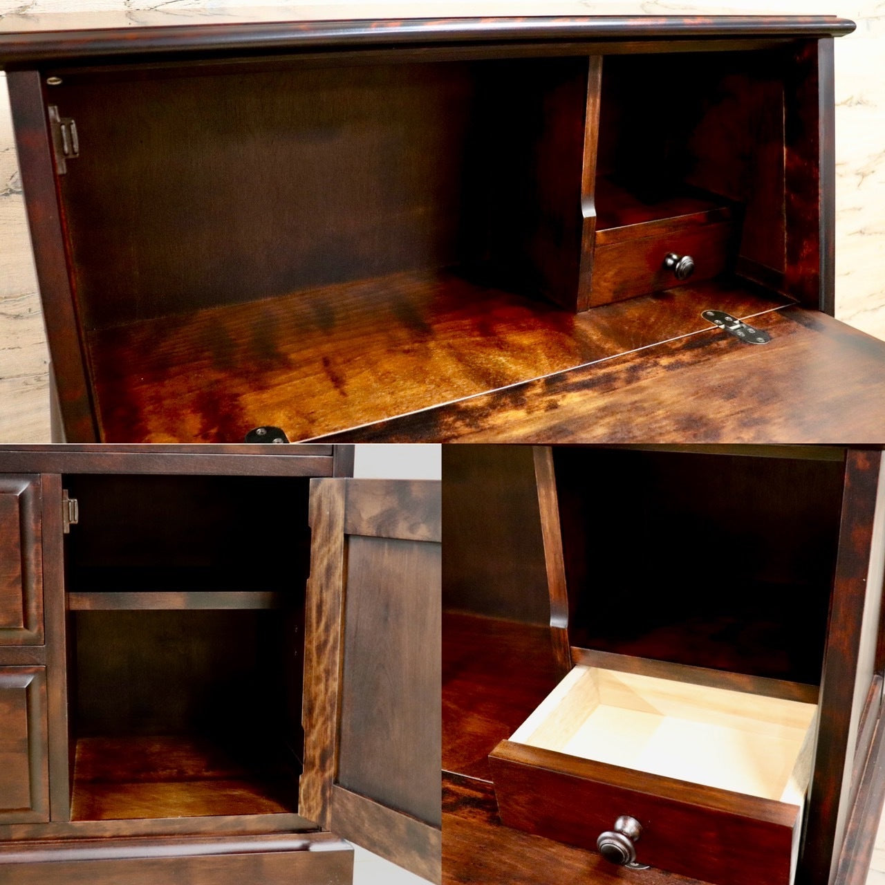 GMHS576B○神居民芸 ライティングビューロー 収納家具 和室 和モダン 旭川家具 和光 樺材 アンティーク 古民家