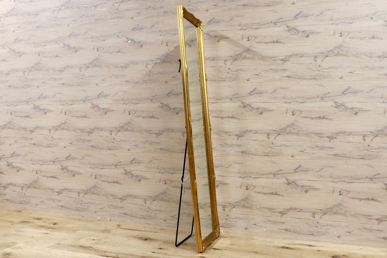 GMHK836B○ウォールミラー 姿見 全身鏡 壁掛け スタンドミラー ゴールドフレーム アンティーク ロココ調 検)ビーカンパニー