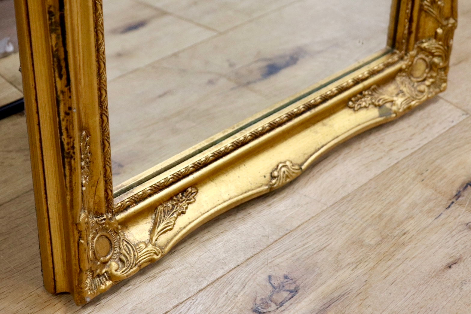 GMHK836B○ウォールミラー 姿見 全身鏡 壁掛け スタンドミラー ゴールドフレーム アンティーク ロココ調 検)ビーカンパニー