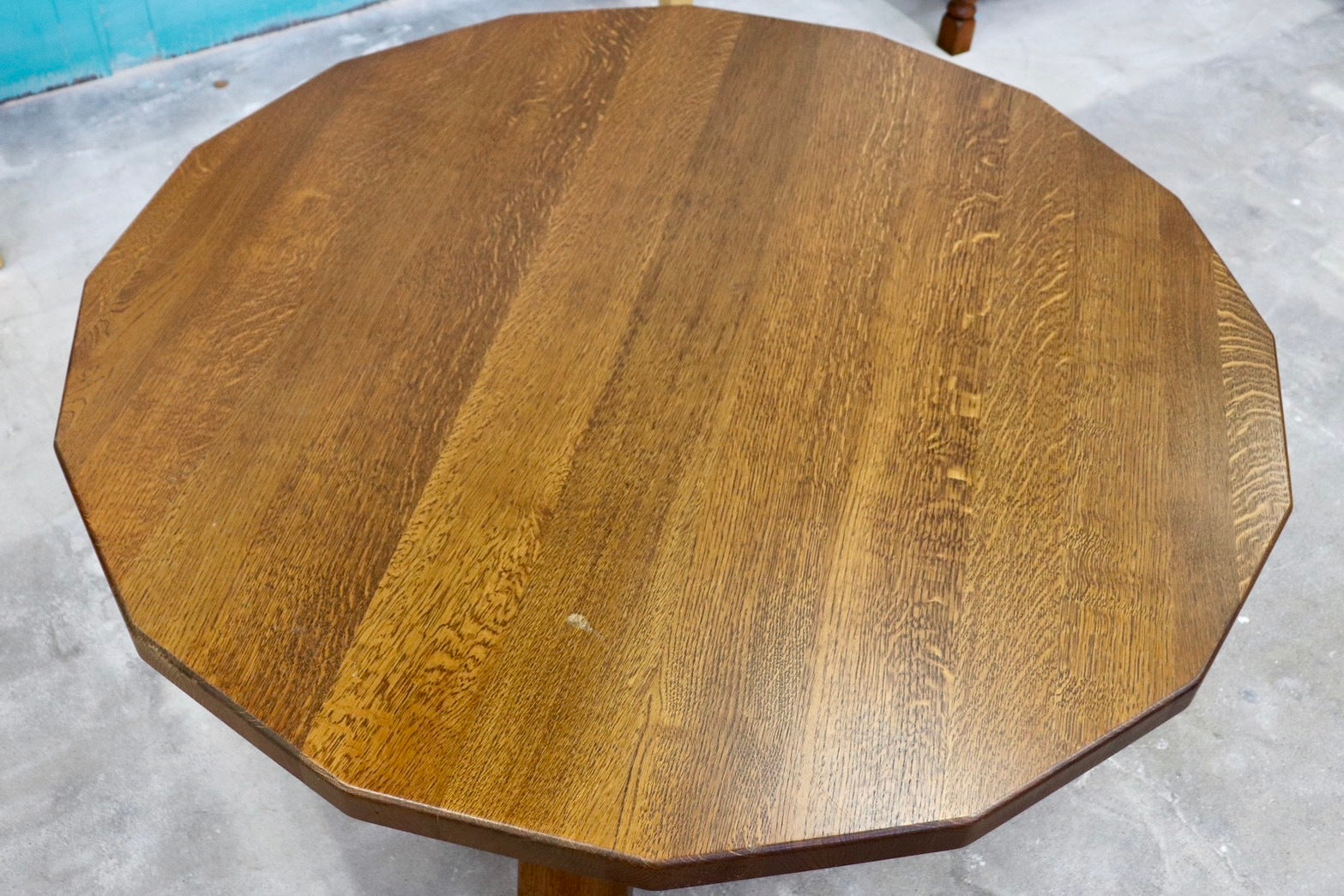 GMHS565○オランダ製 ダッチカントリー ダイニングテーブル 食卓テーブル 16角形 作業机 無垢 オーク材 民芸家具 堅牢 輸入家具