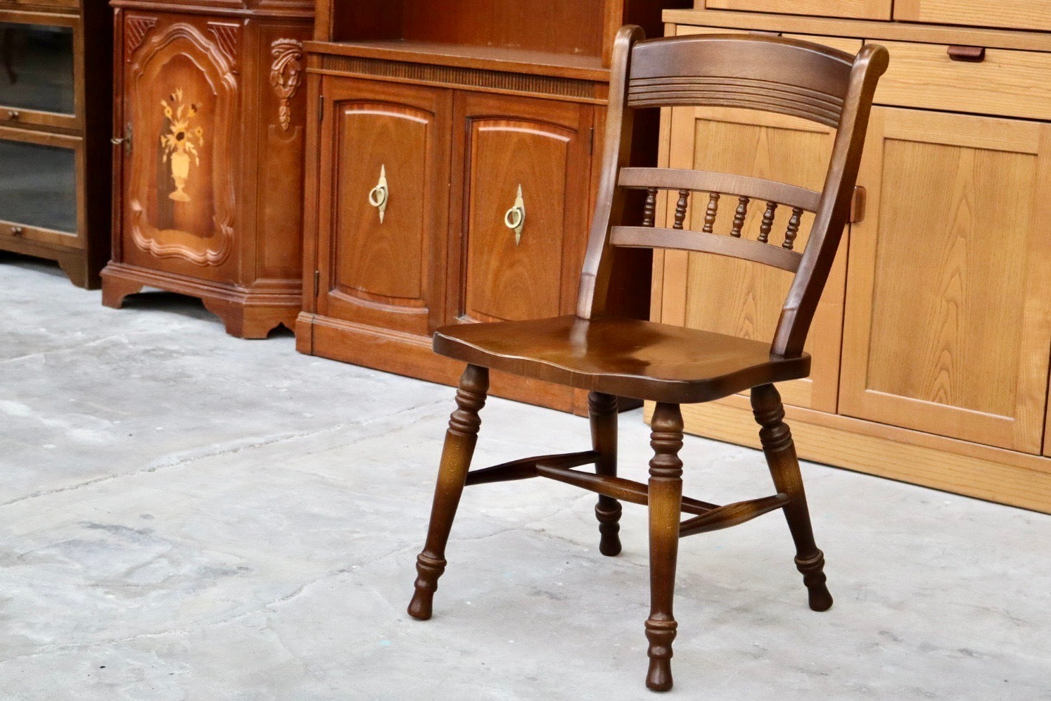 GMHS595A○飛騨産業 / HIDA ダイニングチェア 椅子 アームレスチェア キツツキ 飛騨家具 レトロ カントリー