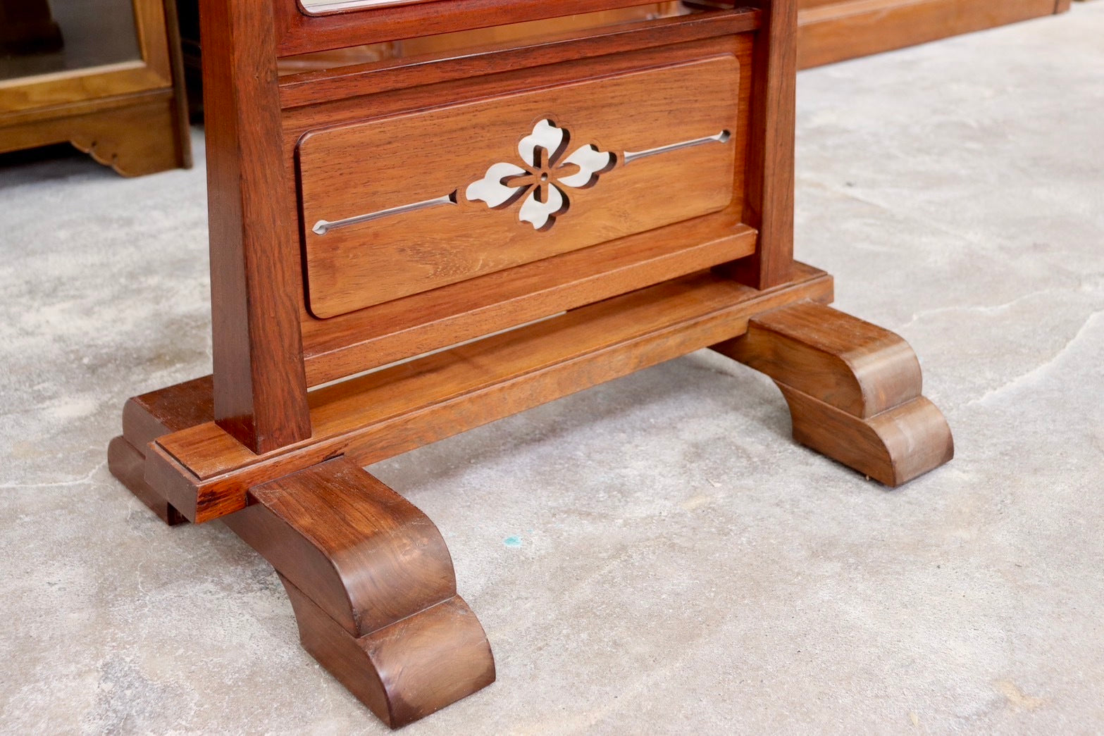 GMHK875○唐木家具 花梨 中国美術 姿見 全身鏡 ウォールミラー 和モダン 和家具 和室 座敷 伝統工芸 古民家 アンティーク レトロ