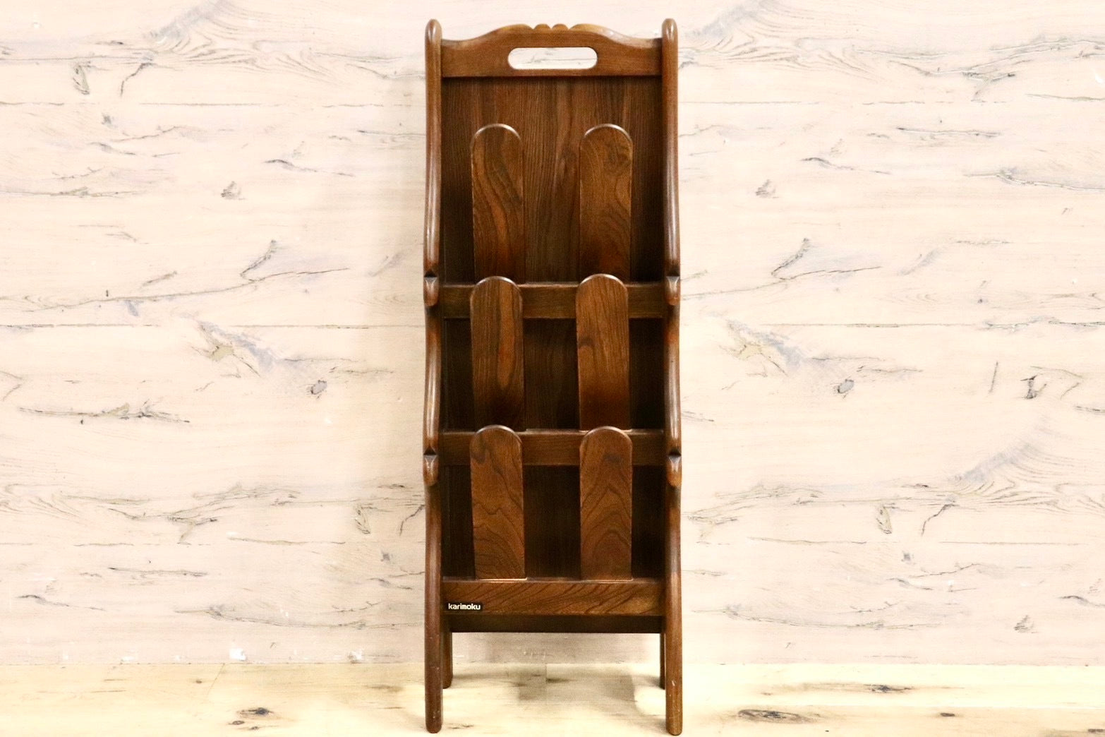 GMIK4A○karimoku / カリモク スリッパラック 収納ラック 玄関収納 スリッパ立て 収納棚 3段 レトロ ヴィンテージ 国産家具