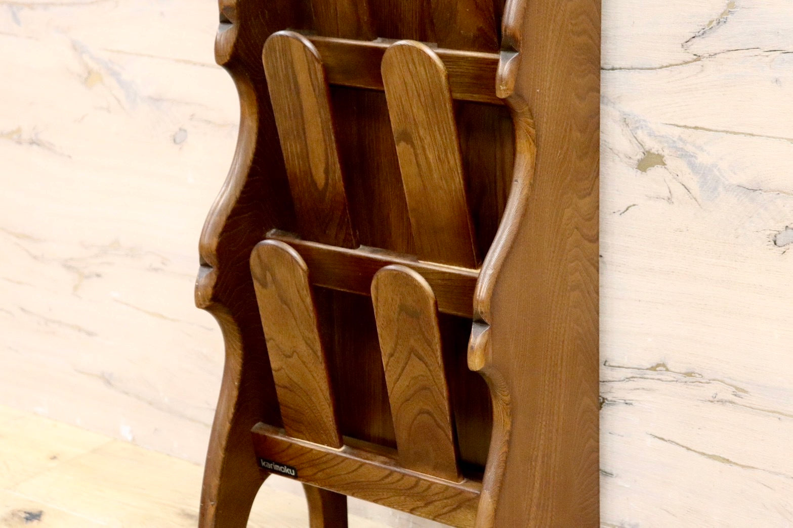 GMIK4A○karimoku / カリモク スリッパラック 収納ラック 玄関収納 スリッパ立て 収納棚 3段 レトロ ヴィンテージ 国産家具