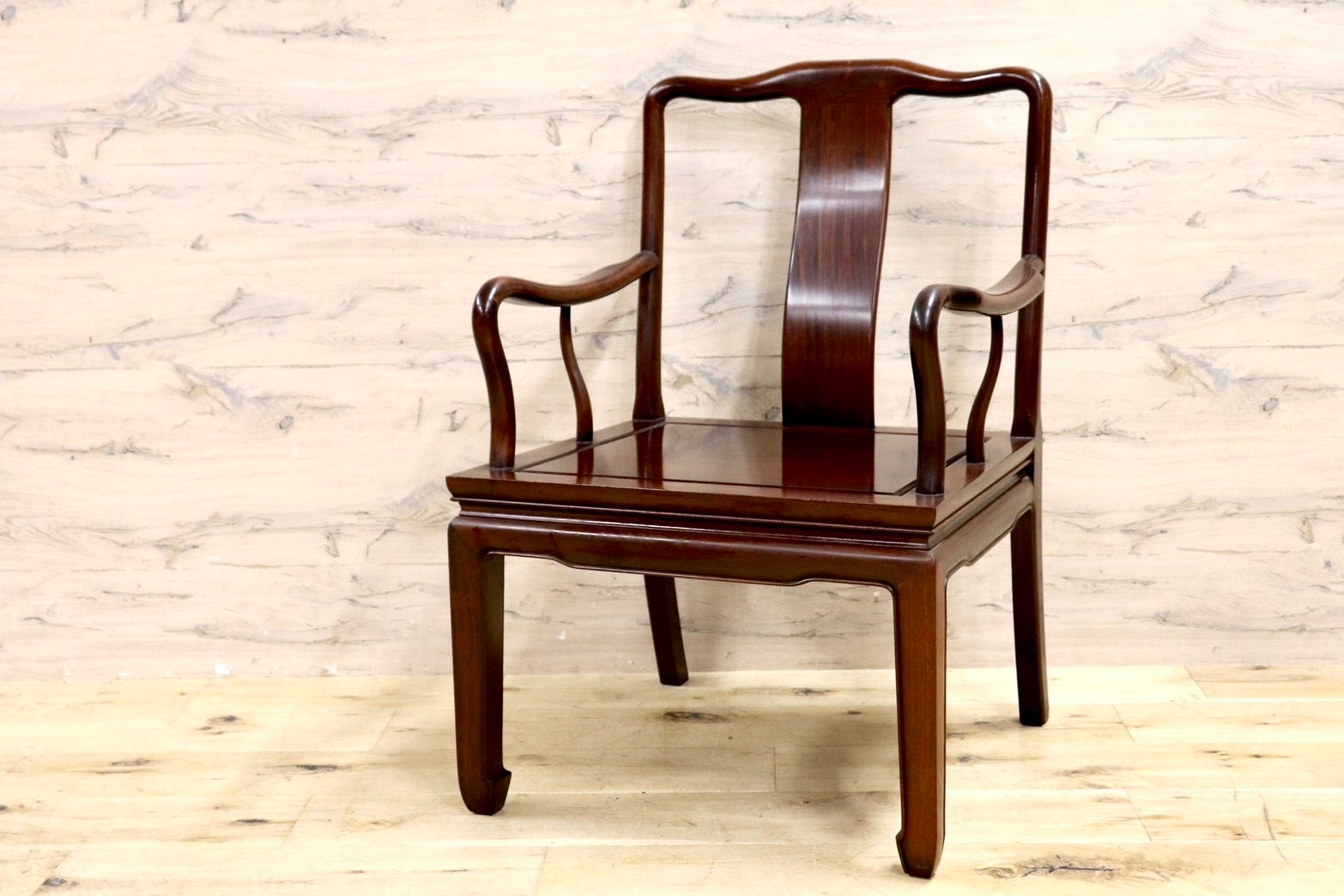 GMIK23C○唐木家具 ダイニングチェア 食卓椅子 アームチェア 花梨材 無垢 中国美術 高級家具 アジアン ヴィンテージ