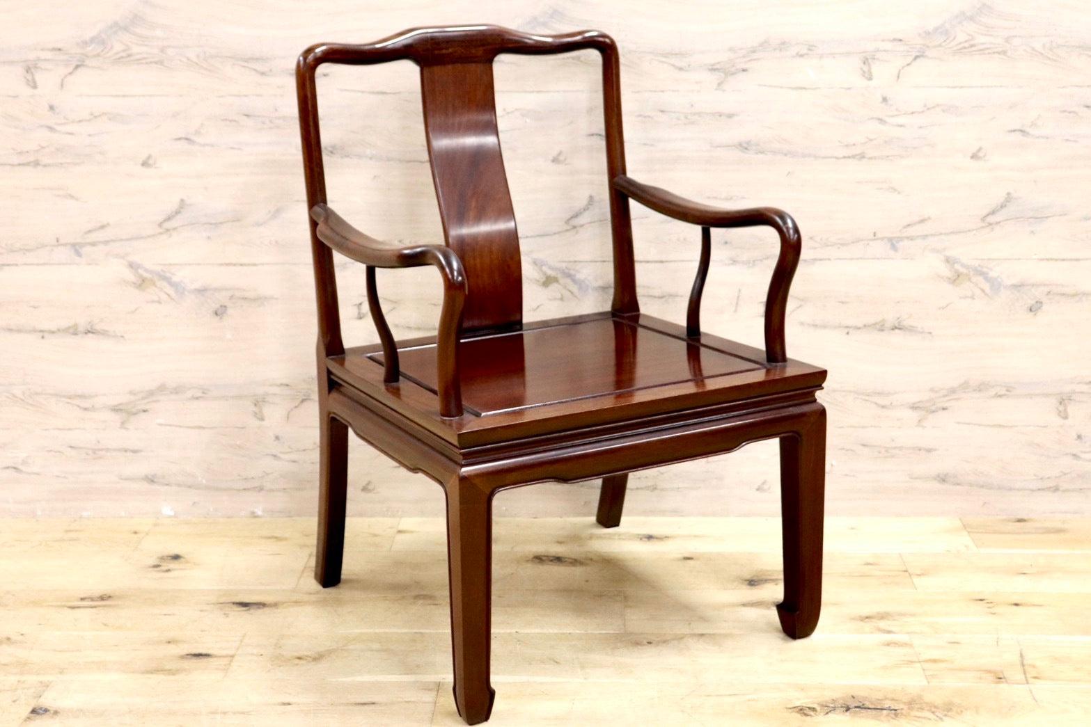 GMIK23D○唐木家具 ダイニングチェア 食卓椅子 アームチェア 花梨材 無垢 中国美術 高級家具 アジアン ヴィンテージ