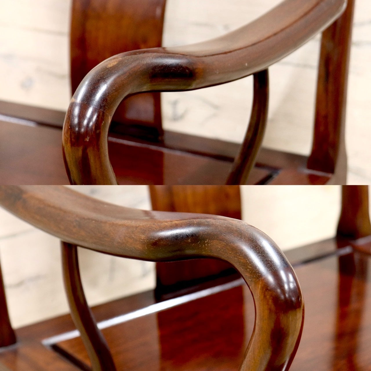 GMIK23D○唐木家具 ダイニングチェア 食卓椅子 アームチェア 花梨材 無垢 中国美術 高級家具 アジアン ヴィンテージ