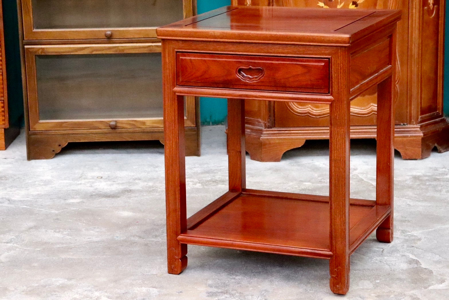 GMHK868○中国美術 唐木家具 サイドテーブル コーヒーテーブル 花台 花梨 無垢材 飾り台 和モダン レトロ アンティーク