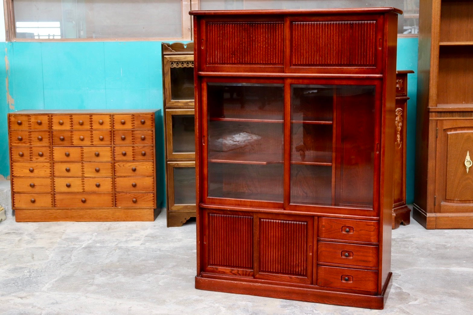 GMIK3○karimoku / カリモク 和箪笥 茶棚 飾り棚 和家具 キャビネット 和モダン 和室 座敷 古民家 収納家具 国産家具 レトロ