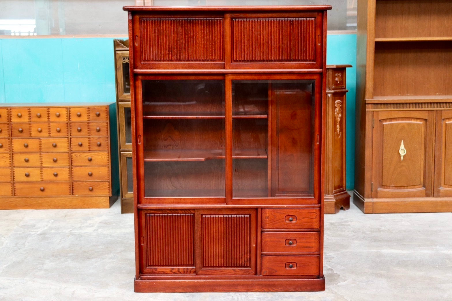 GMIK3○karimoku / カリモク 和箪笥 茶棚 飾り棚 和家具 キャビネット 和モダン 和室 座敷 古民家 収納家具 国産家具 レトロ