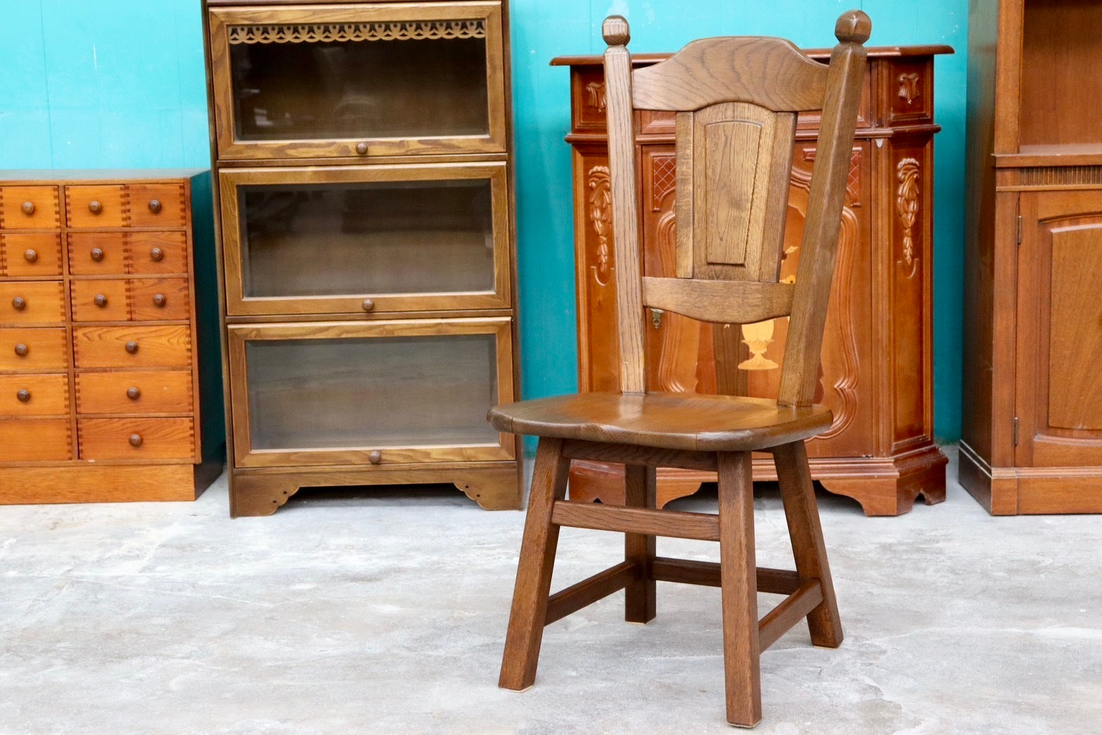 GMHS595B○オランダ製 ダッチカントリー ダイニングチェア 椅子 店舗什器 オーク無垢材 カントリー ヴィンテージ