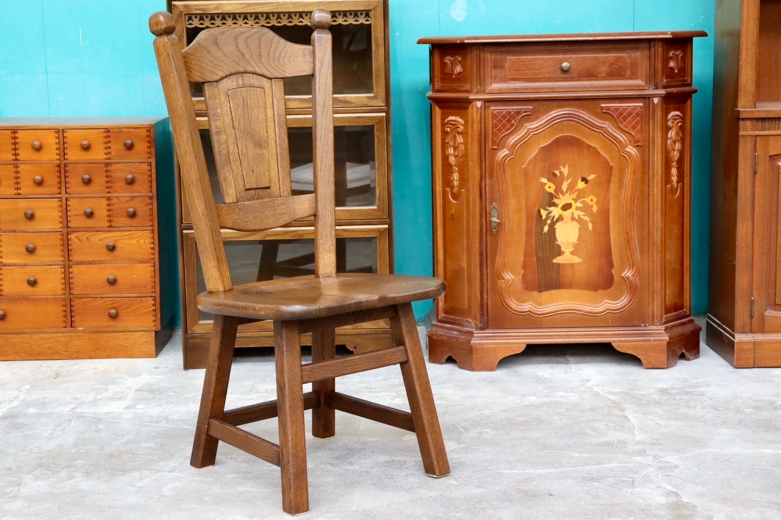 GMHS595B○オランダ製 ダッチカントリー ダイニングチェア 椅子 店舗什器 オーク無垢材 カントリー ヴィンテージ