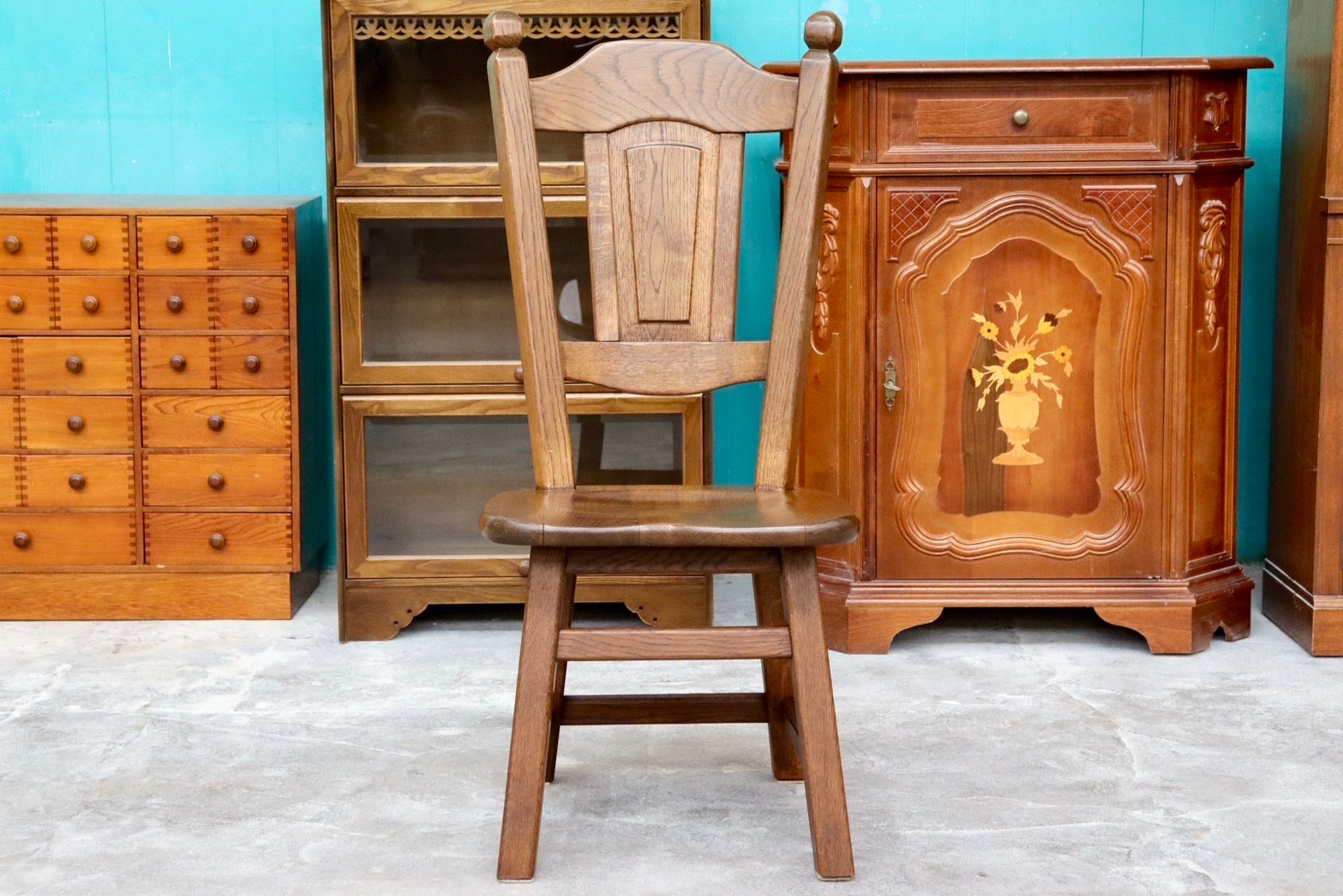 GMHS595B○オランダ製 ダッチカントリー ダイニングチェア 椅子 店舗什器 オーク無垢材 カントリー ヴィンテージ