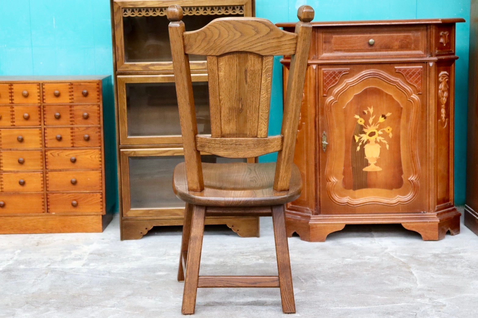 GMHS595B○オランダ製 ダッチカントリー ダイニングチェア 椅子 店舗什器 オーク無垢材 カントリー ヴィンテージ