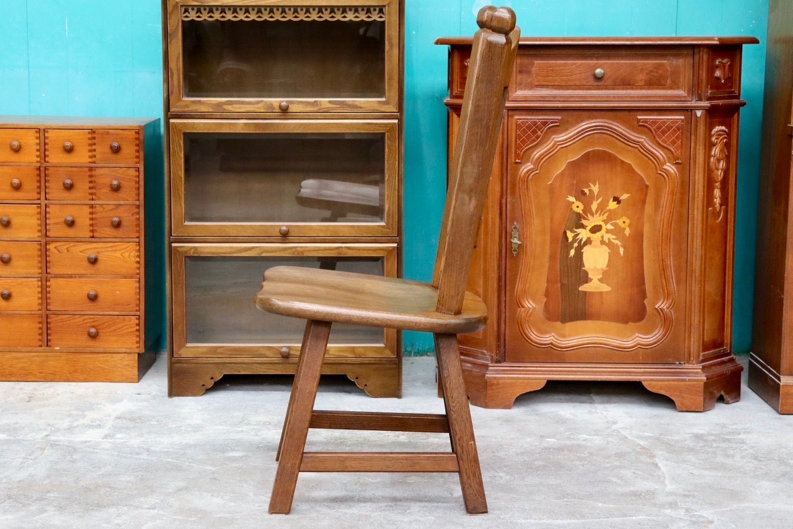 GMHS595B○オランダ製 ダッチカントリー ダイニングチェア 椅子 店舗什器 オーク無垢材 カントリー ヴィンテージ