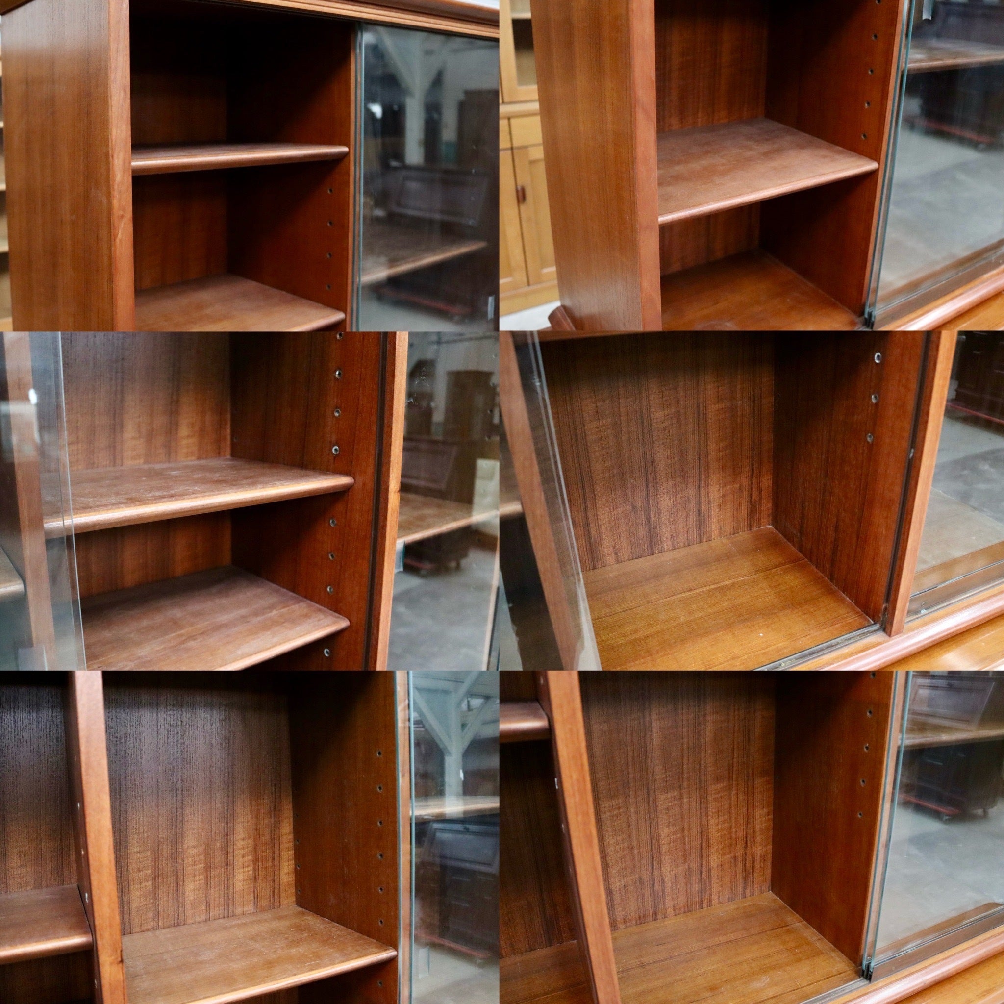 GMIK27○北欧スタイル家具 食器棚 水屋棚 飾り棚 カップボード ダイニングボード 本棚 キャビネット 蛇腹扉 チーク材 国産 ヴィンテージ