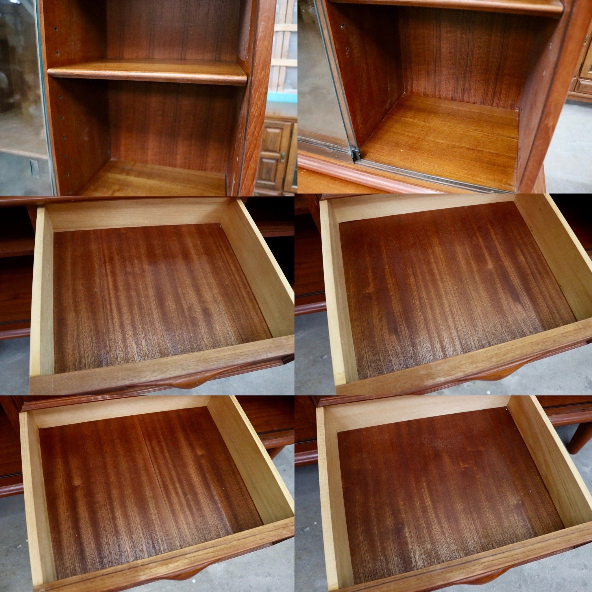 GMIK27○北欧スタイル家具 食器棚 水屋棚 飾り棚 カップボード ダイニングボード 本棚 キャビネット 蛇腹扉 チーク材 国産 ヴィンテージ