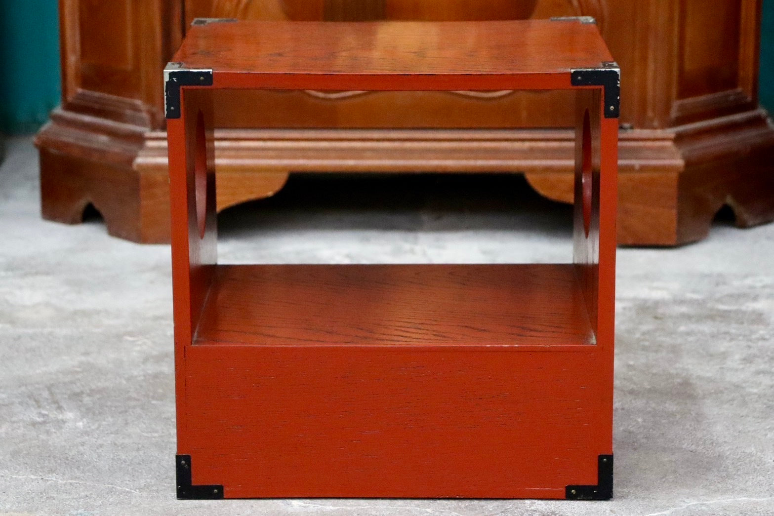 GMIS63○小引き出し 小物入れ 飾り棚 根来塗 昭和レトロ アンティーク 収納 和家具 和室 本棚 電話台 島安汎工芸製作所 検)