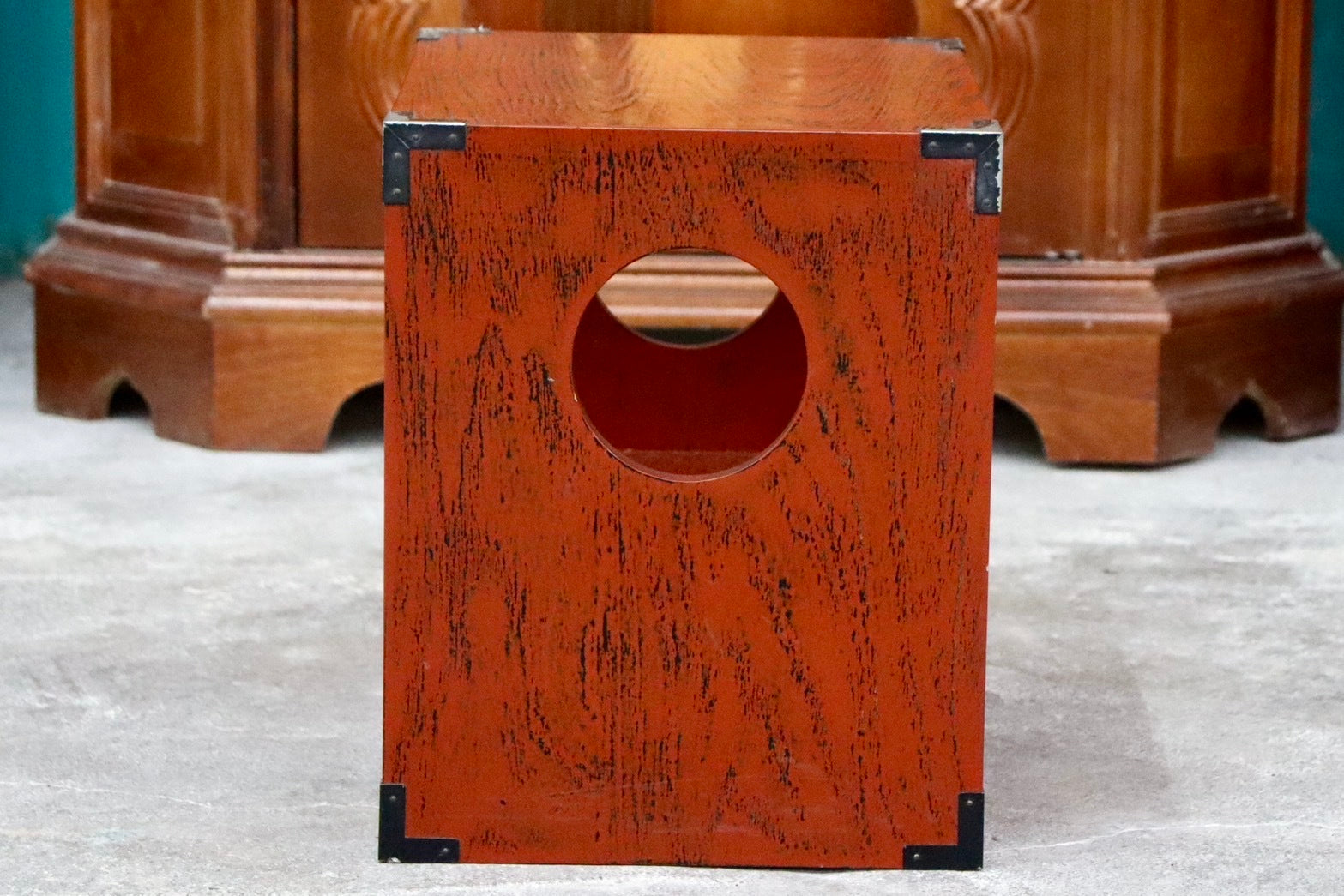 GMIS63○小引き出し 小物入れ 飾り棚 根来塗 昭和レトロ アンティーク 収納 和家具 和室 本棚 電話台 島安汎工芸製作所 検)