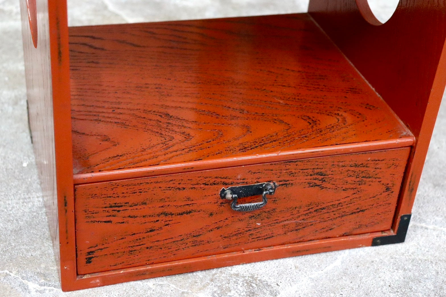 GMIS63○小引き出し 小物入れ 飾り棚 根来塗 昭和レトロ アンティーク 収納 和家具 和室 本棚 電話台 島安汎工芸製作所 検)