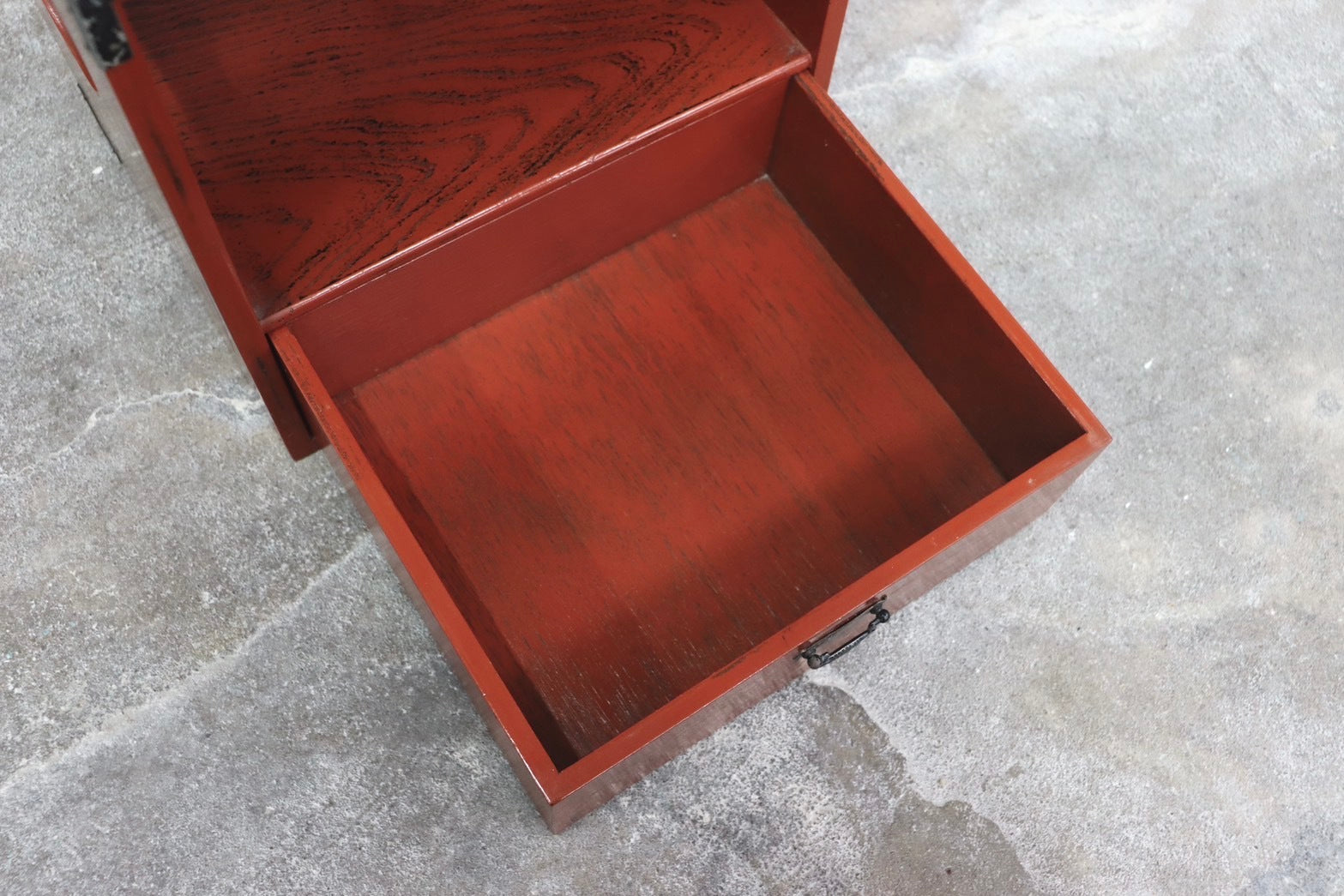 GMIS63○小引き出し 小物入れ 飾り棚 根来塗 昭和レトロ アンティーク 収納 和家具 和室 本棚 電話台 島安汎工芸製作所 検)