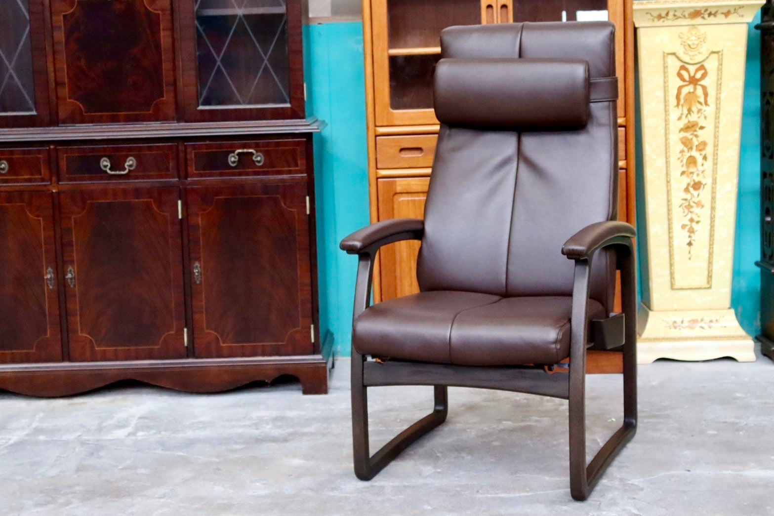 GMIS154A○冨士ファニチア / FUJI FURNITURE リクライニングチェア パーソナルチェア 椅子 アームチェア ハイバック 合皮