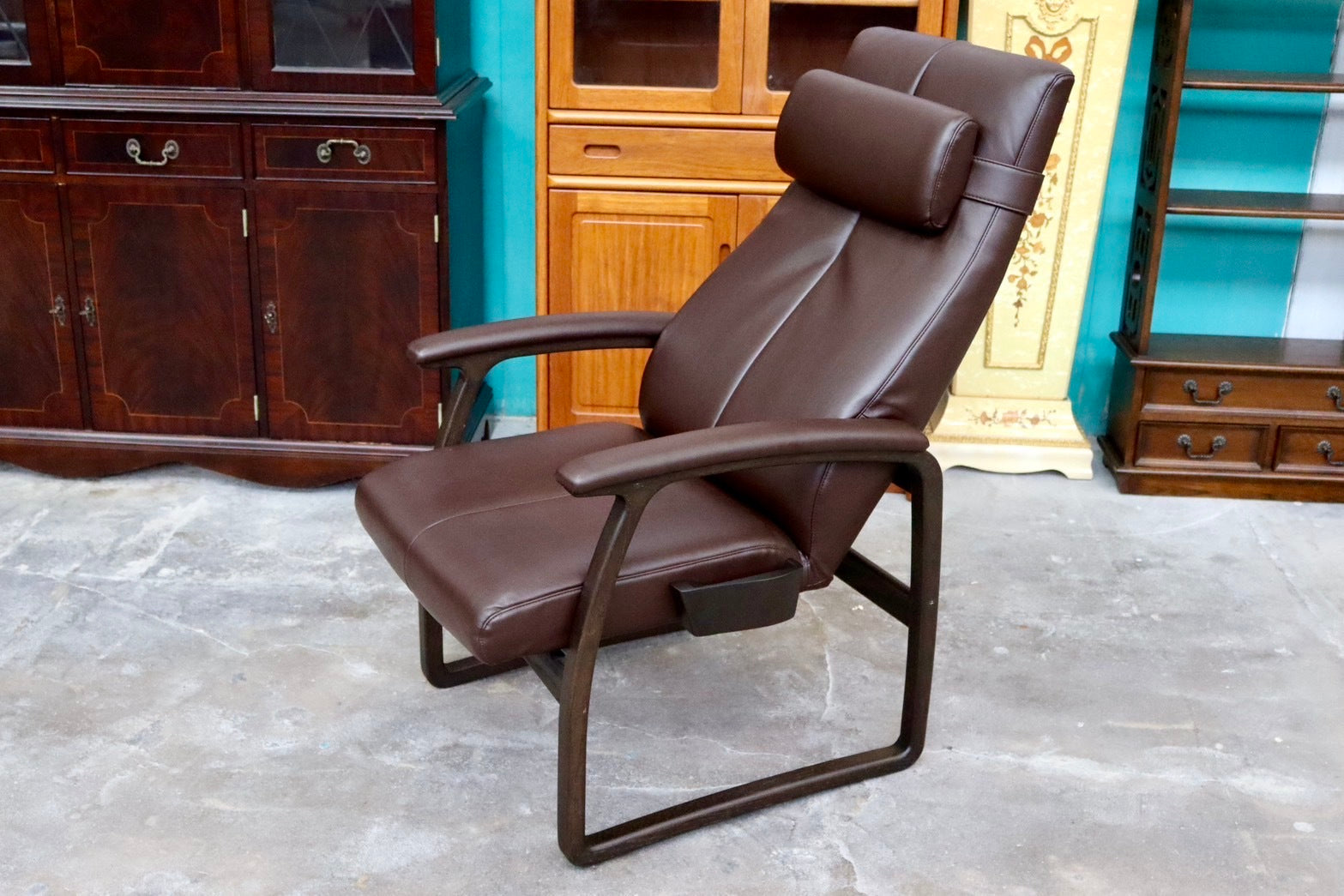 GMIS154A○冨士ファニチア / FUJI FURNITURE リクライニングチェア パーソナルチェア 椅子 アームチェア ハイバック 合皮