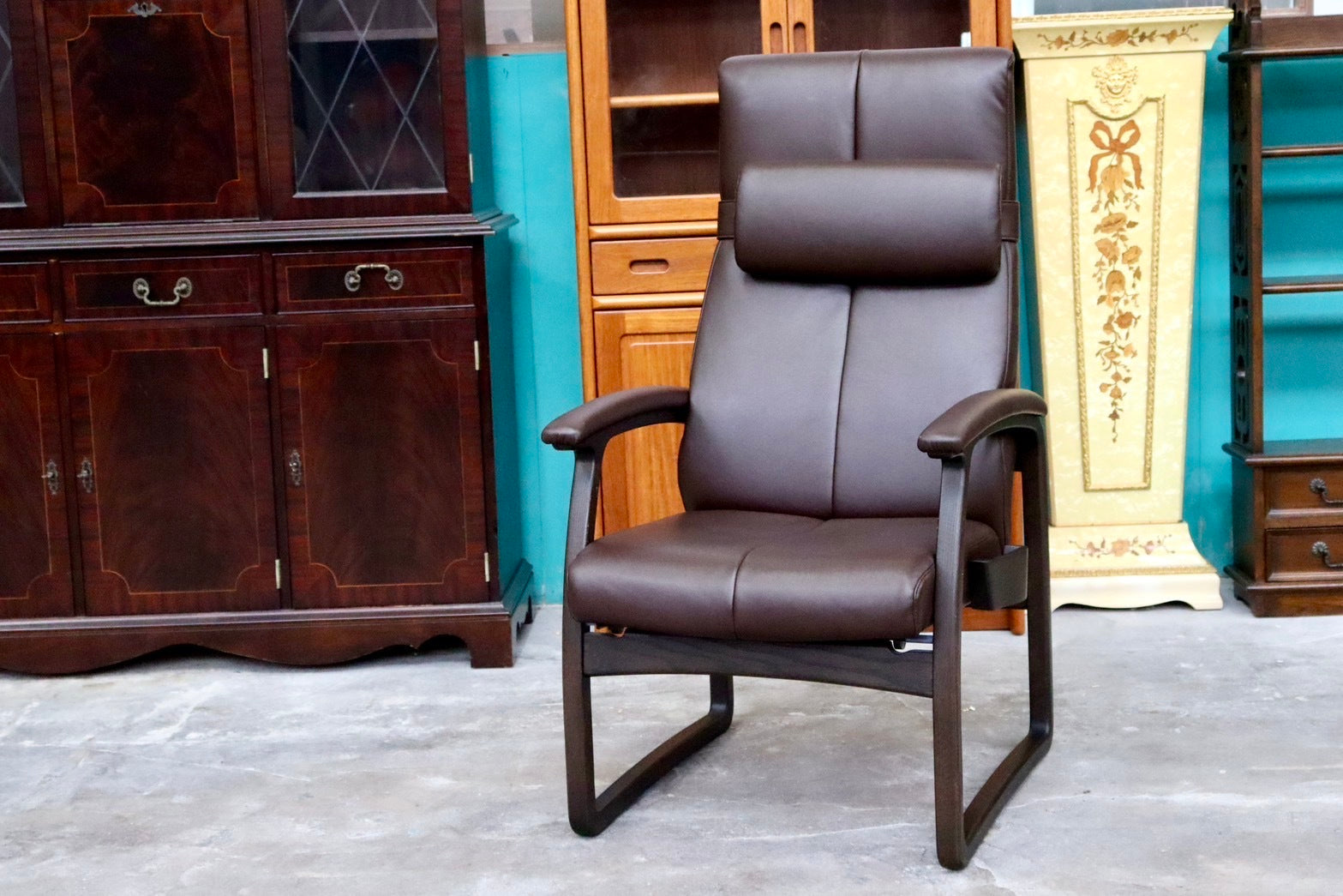 GMIS154B○冨士ファニチア / FUJI FURNITURE リクライニングチェア パーソナルチェア 椅子 アームチェア ハイバック 合皮