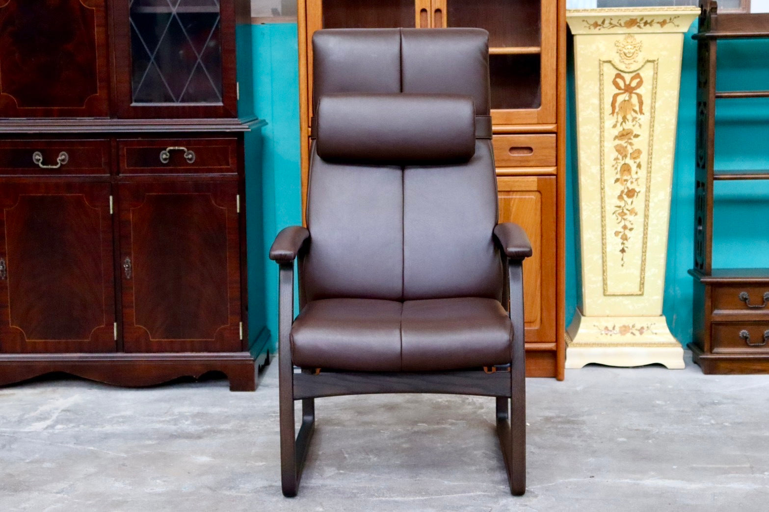 GMIS154B○冨士ファニチア / FUJI FURNITURE リクライニングチェア パーソナルチェア 椅子 アームチェア ハイバック 合皮