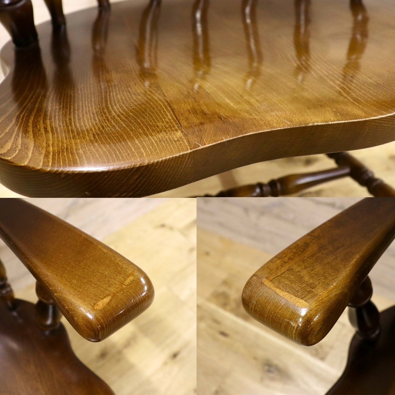 GMIH115○飛騨産業 / HIDA キツツキ ウィンザーチェア ダイニングチェア 椅子 カントリー レトロ 無垢 国産家具