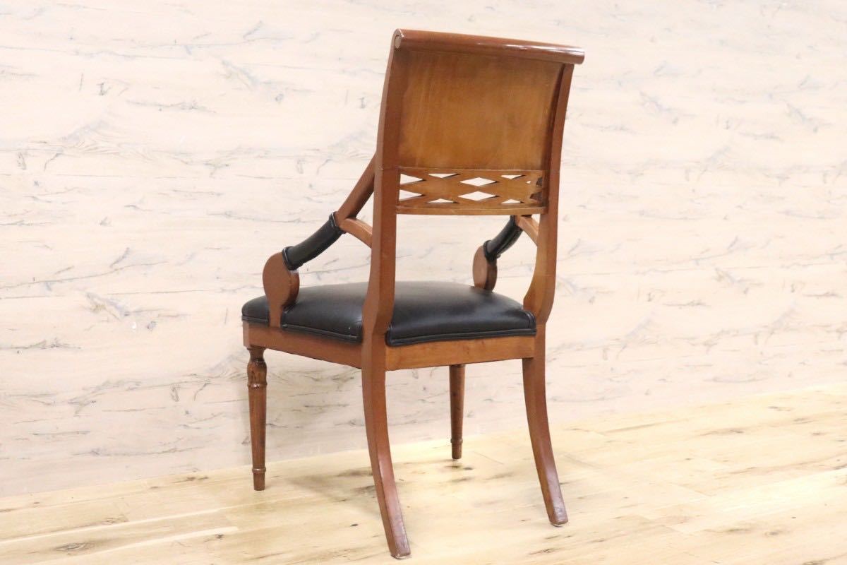 GMGN149C○イタリア製 クラシック モダン ダイニングチェア 椅子 セミアームチェア 本革 レザー 西洋 アール・ヌーヴォー