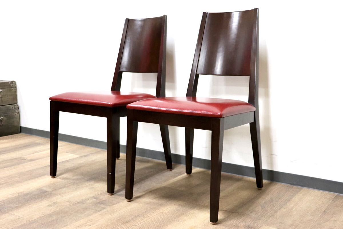 GMHH21M○CRES ダイニングチェア 椅子 2脚セット 食卓椅子 アームレスチェア 木製 合皮 モダン レトロ 店舗 カフェ 喫茶