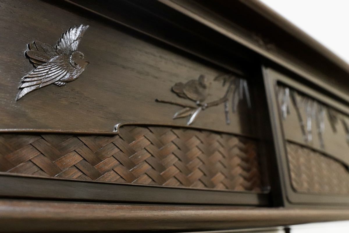 GMGF124○中澤唐木 紫檀 茶棚 飾り棚 サイドボード 和家具 最高級 伝統工芸士 宮下賢次郎 約150万 展示品