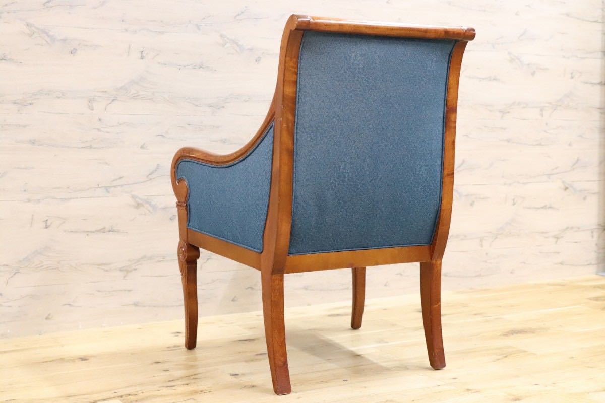 GMGN145C○西洋 クラシック シングルソファ ラウンジチェア 1人掛けソファ 椅子 木製 ファブリック アンティーク 彫刻