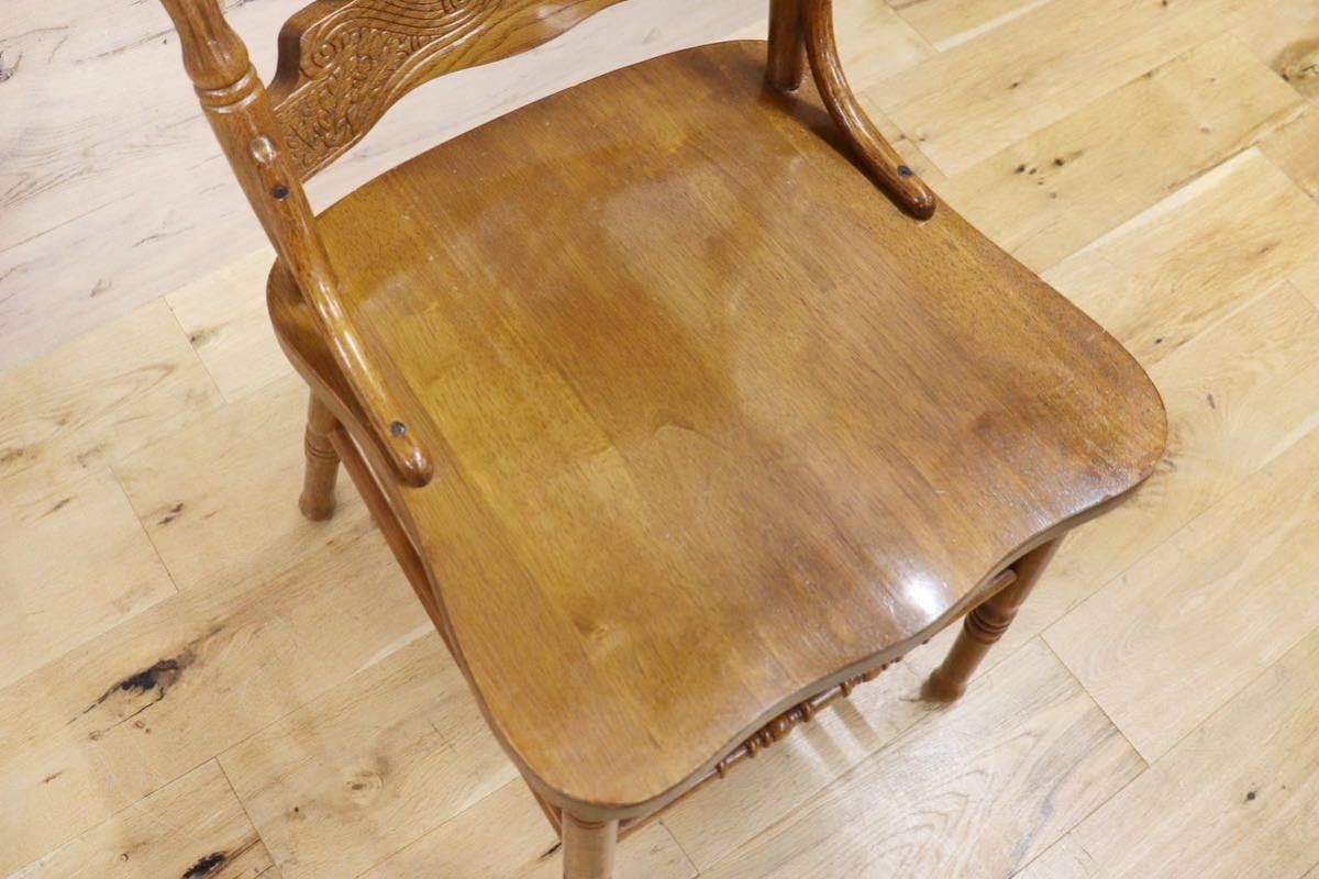 GMGK285○アンティーク 木製 ダイニングチェア 椅子 ガーデンチェア 彫刻 レトロ ヴィンテージ 定価約10万