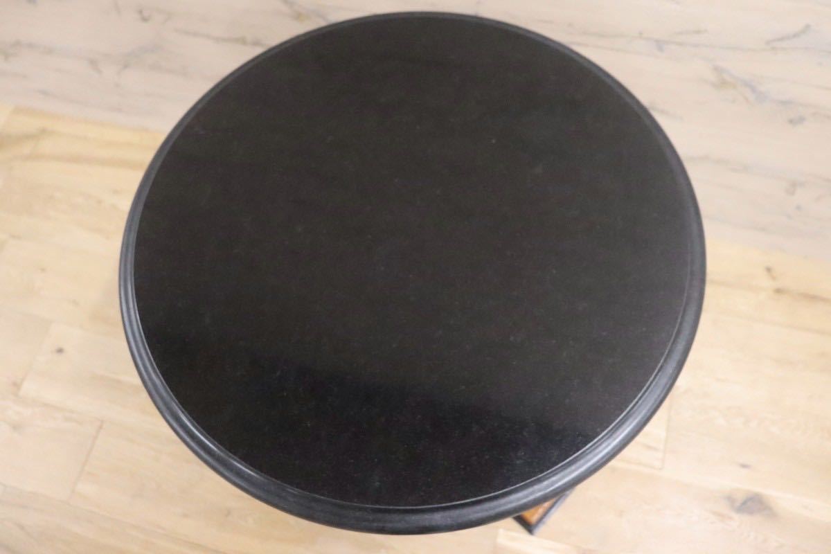 GMGN233E○イタリア製 サイドテーブル 丸テーブル バーズアイメープル 御影石 エレガント クラシック ヨーロッパ家具 ※引取り推奨