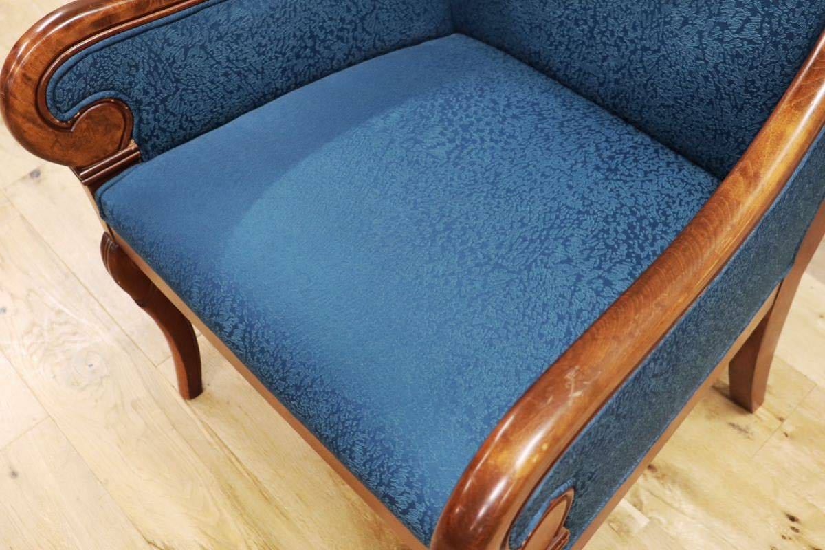 GMGN162D○西洋 クラシック シングルソファ ラウンジチェア 1人掛けソファ 椅子 木製 ファブリック アンティーク 彫刻