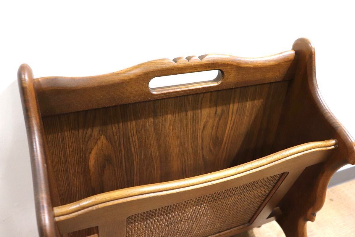 GMHN160○karimoku / カリモク コロニアル マガジンラック スリッパラック 雑誌入れ 収納 木製 ラタン