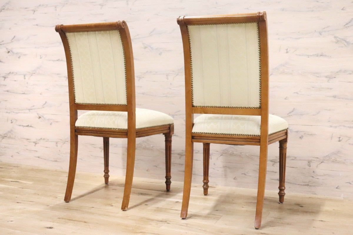 GMGN93A○西洋 アンティーク調 ダイニングチェア 椅子 2脚セット 木製フレーム ファブリック クラシック エレガント