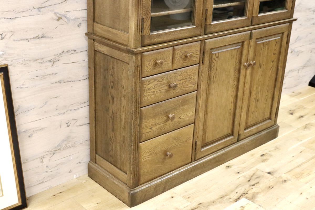 GMFK449○旭川家具 山室家具製作所 ESPOIR エスポアール 食器棚 飾り棚 リビングボード オーク無垢材 レトロ カントリー 約33万