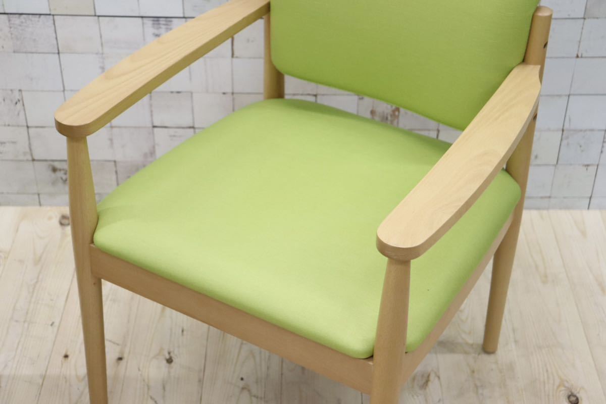 GMFT413E○LION / ライオン事務器 アームチェア オフィスチェア 椅子 2脚セット 合皮 イエローグリーン ナチュラル