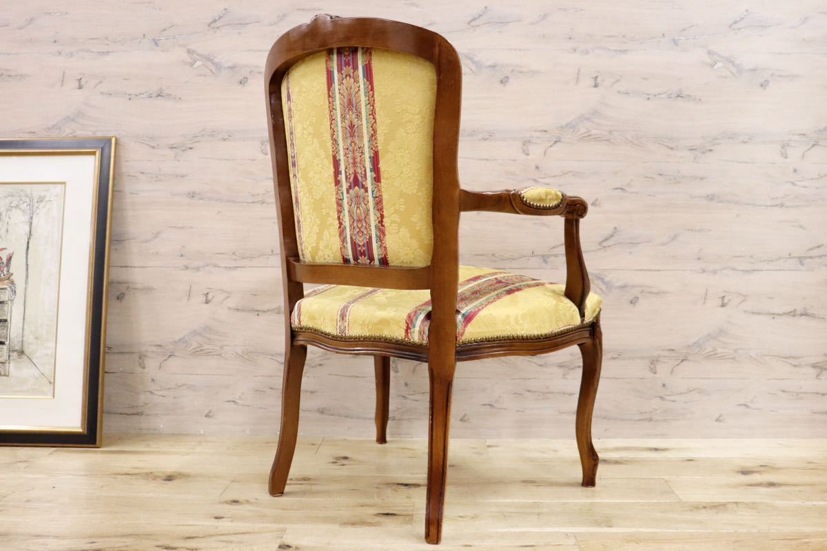 GMGS128A○イタリア モダン ダイニングチェア 椅子 猫脚 鋲打 ロココ調 金華山 クラシック エレガント アンティーク風 約5.2万