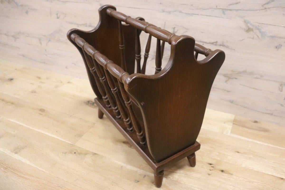 GMGS44○飛騨産業 / HIDA キツツキ マガジンラック ブックスタンド 雑誌収納 新聞立て 昭和 レトロ 木製 カントリー アンティーク