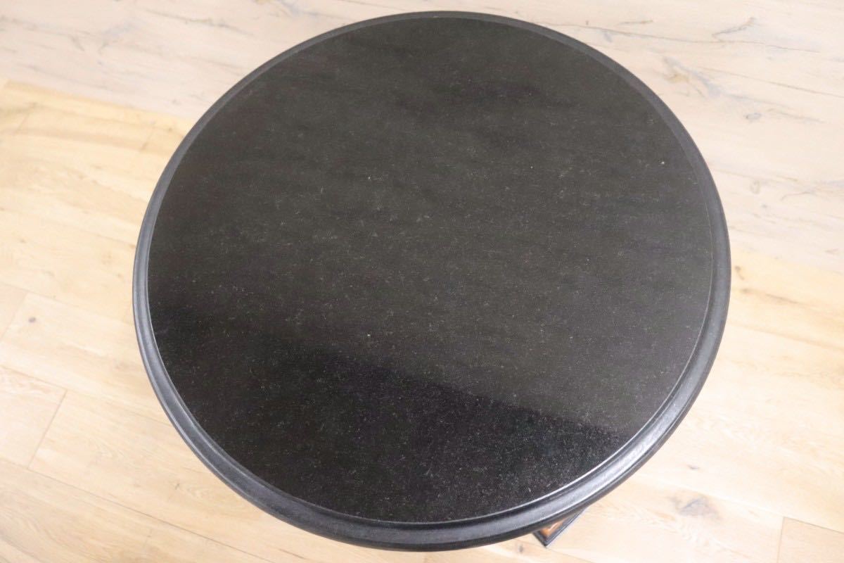 GMGN233D○イタリア製 サイドテーブル 丸テーブル バーズアイメープル 御影石 エレガント クラシック ヨーロッパ家具 ※引取り推奨