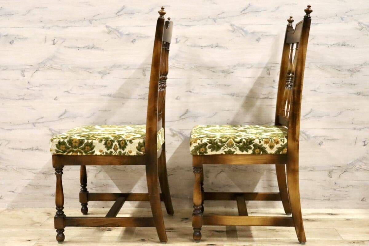 GMHH80A○karimoku / カリモク コロニアル ダイニングチェア 2脚セット 椅子 花柄 ファブリック ブナ材 カントリー オールドカリモク