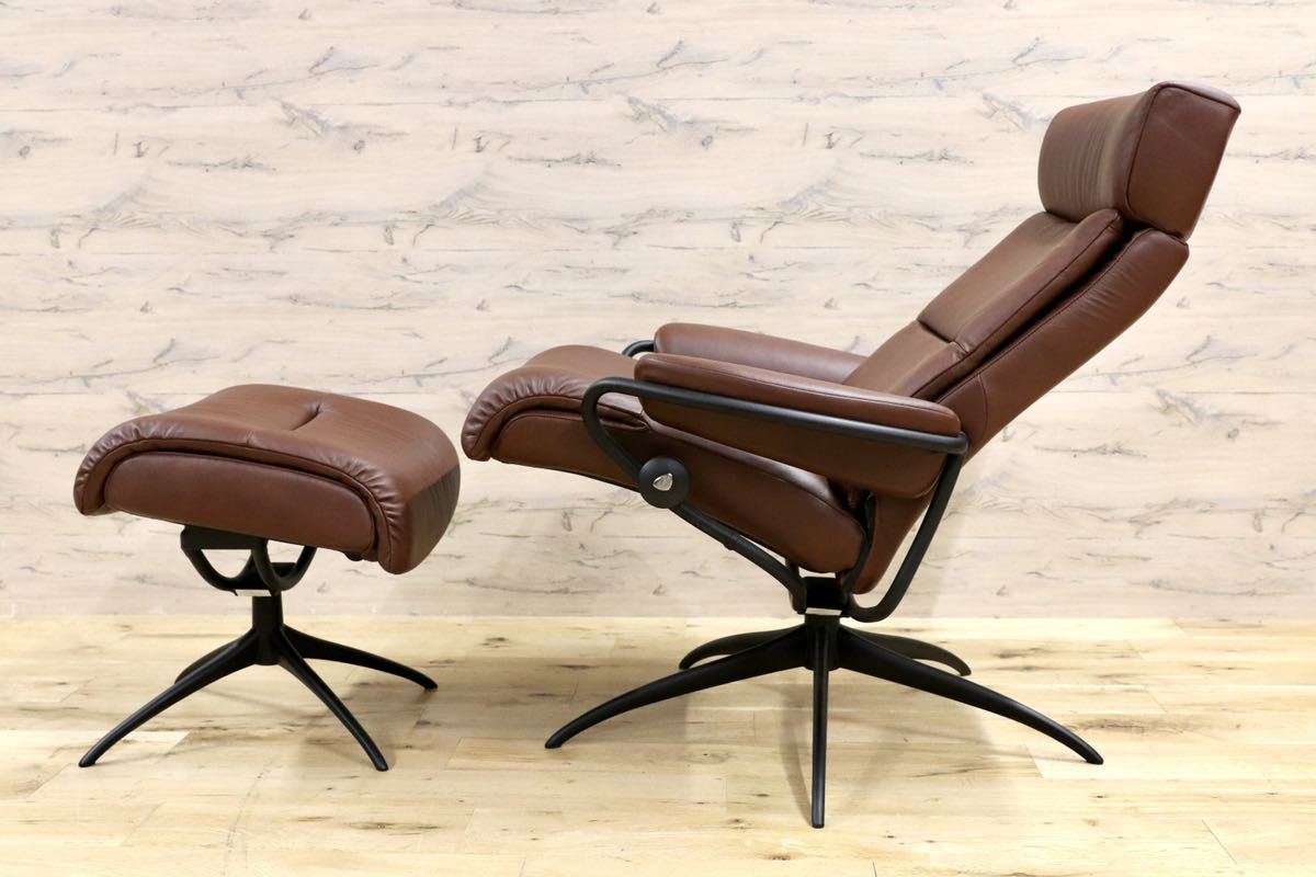 GMGF71○EKORNES / エコーネス ストレスレス トーキョー リクライニングチェア M 北欧 ノルウェー ブラウン 本革 定価約35.2万 展示品