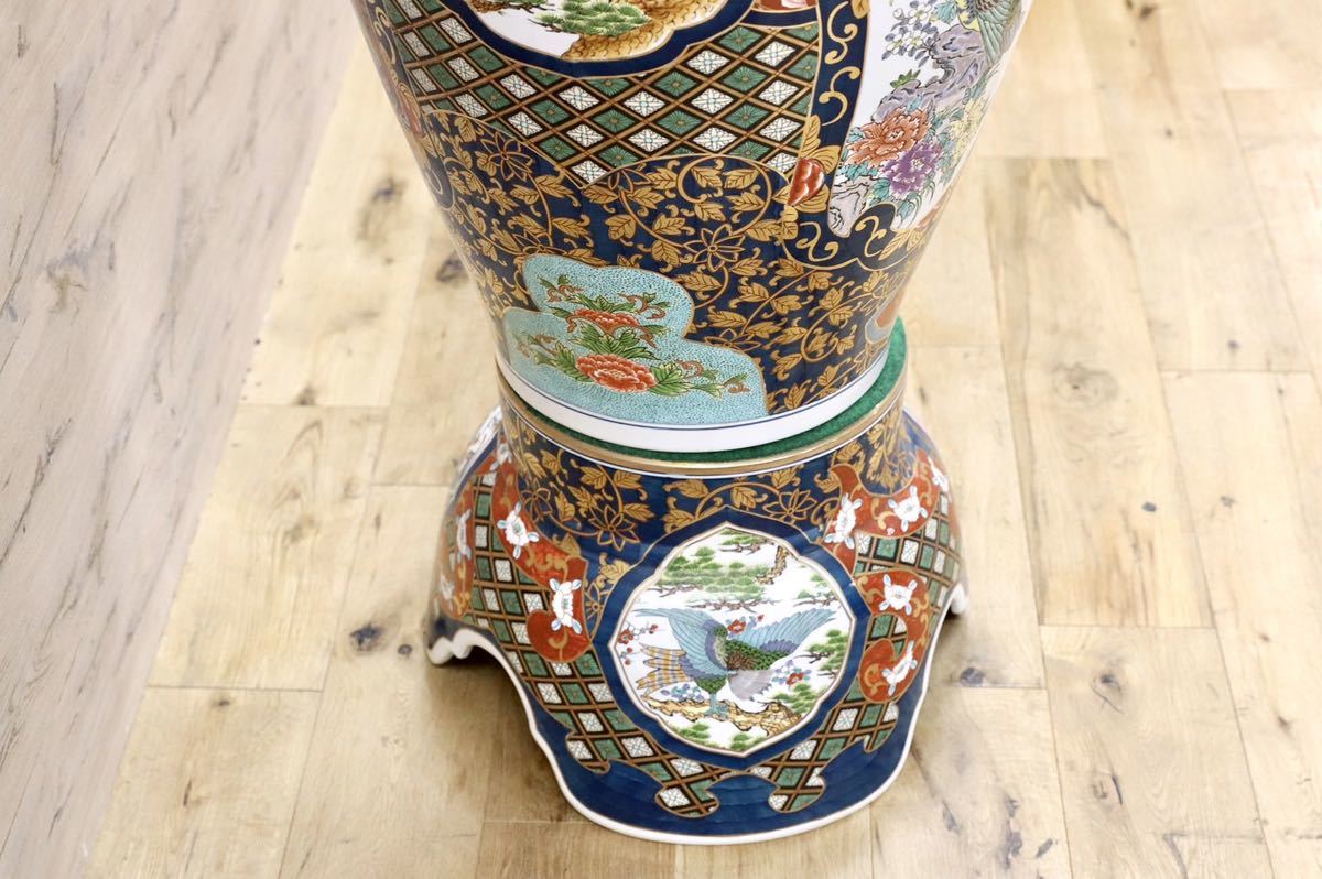 GMGH68○有田焼 博山作 最高級 大壺 花鳥 金龍壺 伝統工芸 美術品 三段飾り 約200万 美品※発送不可