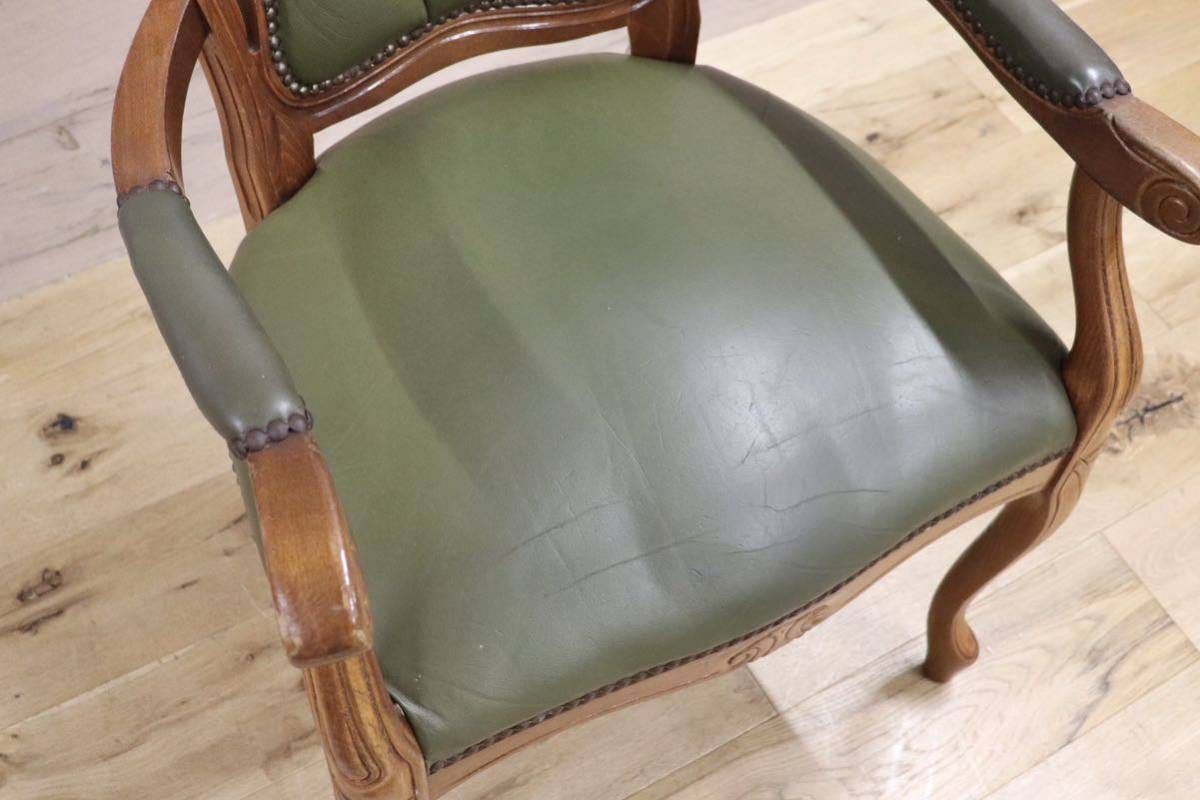 GMGK317B○イタリアヴィンテージ ヨーロピアン ヴェローナクラシック ダイニングチェア 革張り 猫脚 ヨーロッパ家具 アンティーク