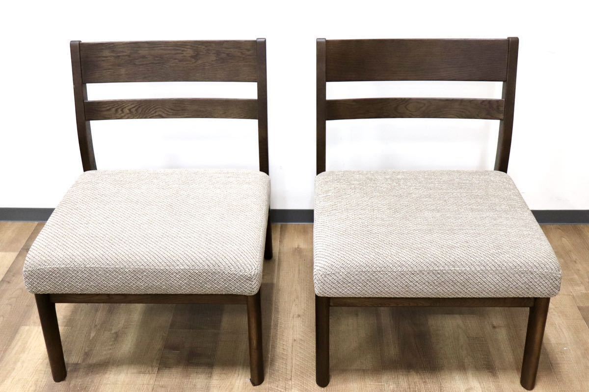 GMGN171A○浜本工芸 / HAMAMOTO ダイニンチェア アームレスチェア 椅子 2脚セット 無垢 楢材 ファブリック 国産家具 定価約17万 展示品